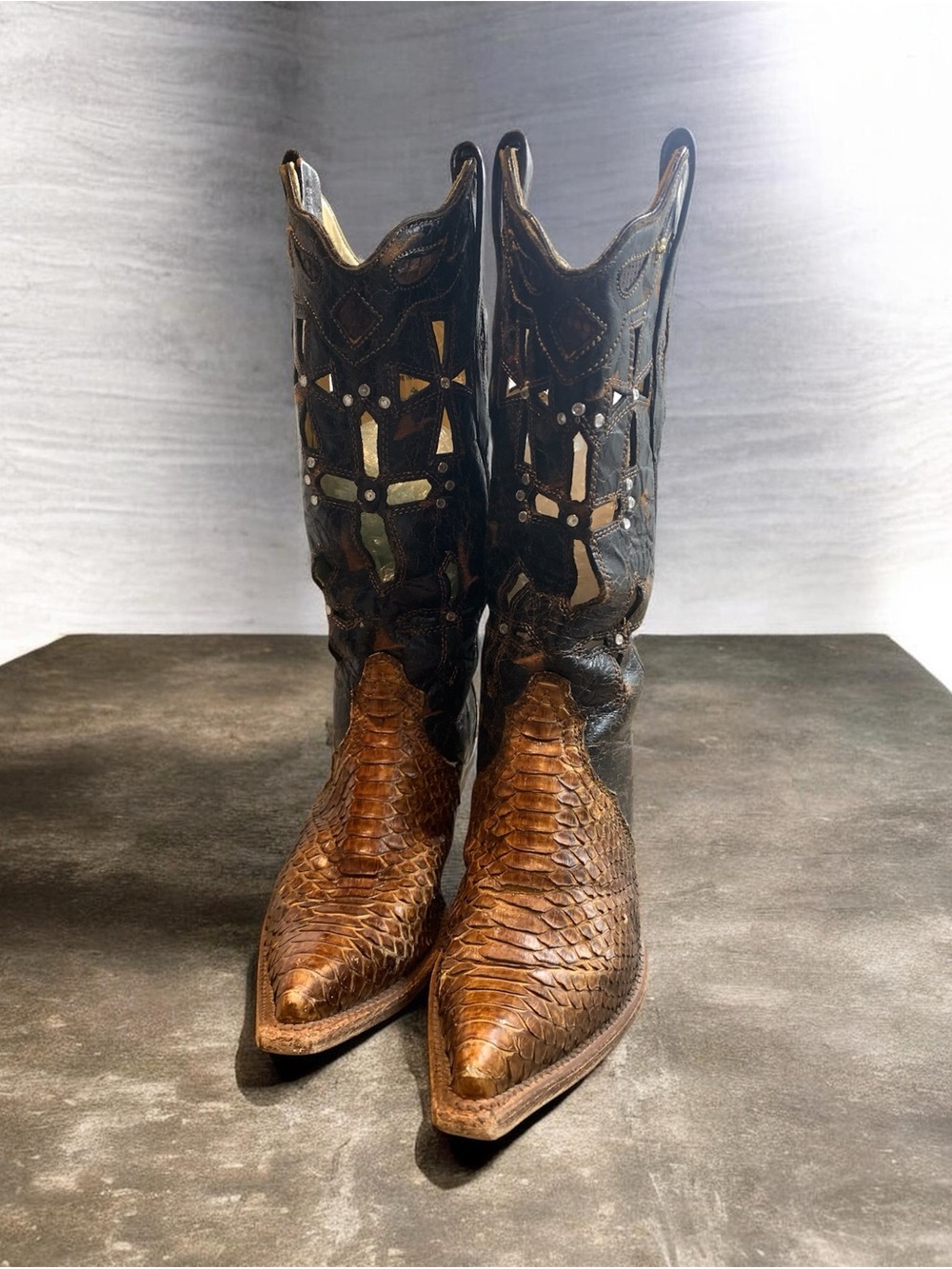 Handcrafted Brown Exotic Leather Men's Western Boots